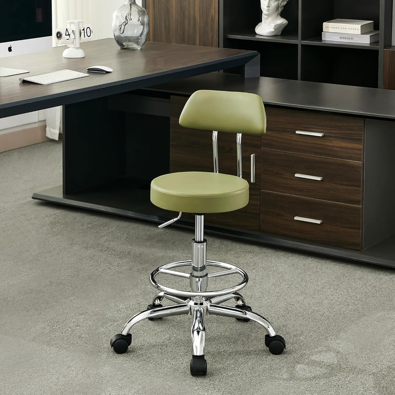Ergonomic Rolling Office Stool Chair with Backrest Swivel