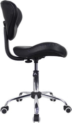Ergonomic Rolling Stool with Thick Cushion PU Leather