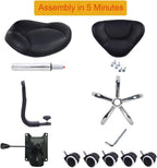Ergonomic Rolling Stool with Thick Cushion PU Leather