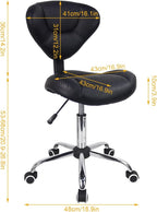 Ergonomic Rolling Stool with Thick Cushion PU Leather
