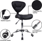 Ergonomic Rolling Stool with Thick Cushion PU Leather