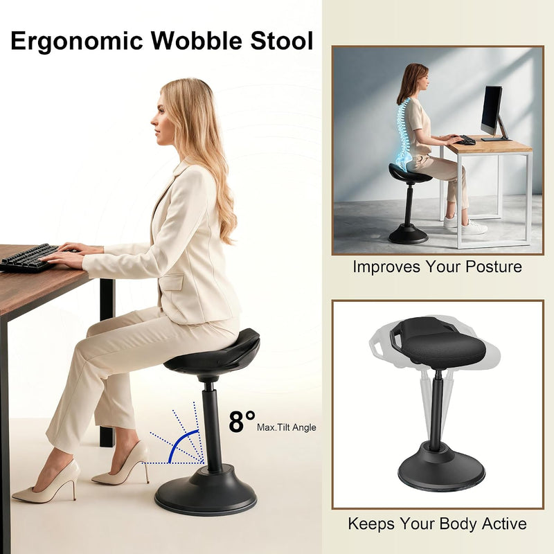 Ergonomic Wobble Stool for Standing Desk Height Adjustable