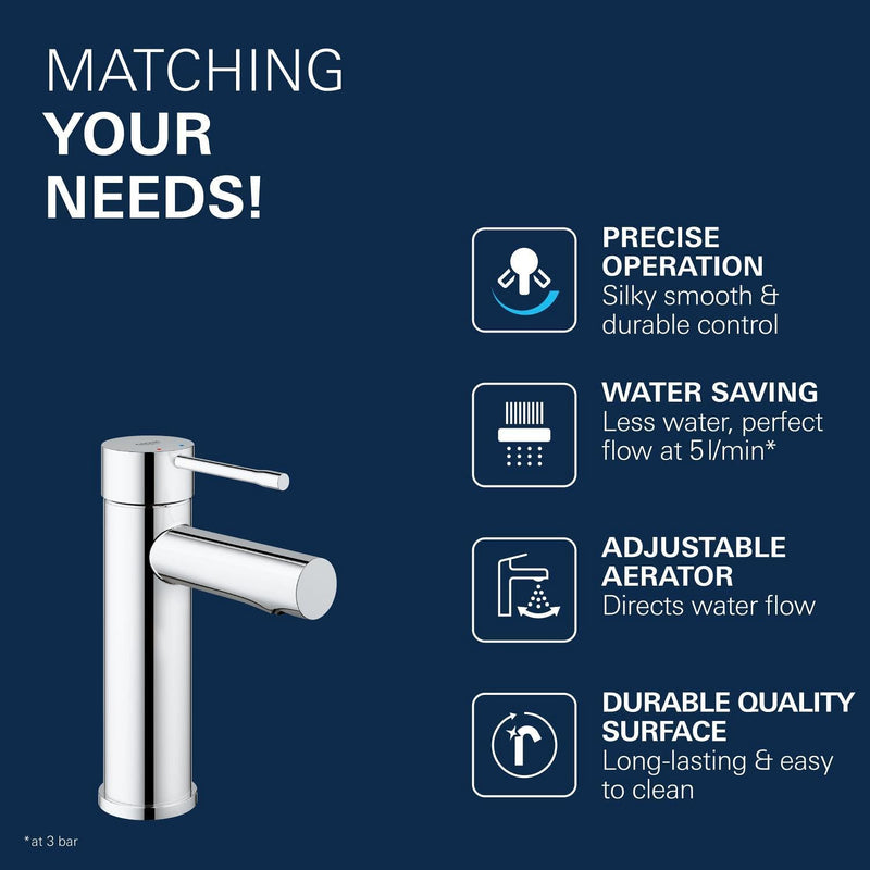 Essence Smooth Body Basin Mixer Tap Chrome