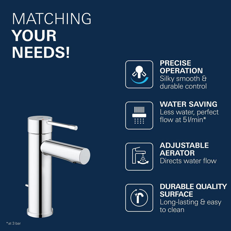 Essence Smooth Body Basin Mixer Tap Chrome