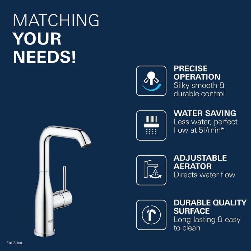Essence Smooth Body Basin Mixer Tap Chrome