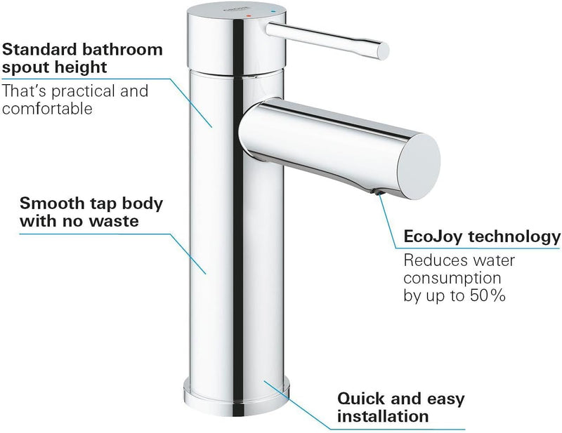 Essence Smooth Body Basin Mixer Tap Chrome
