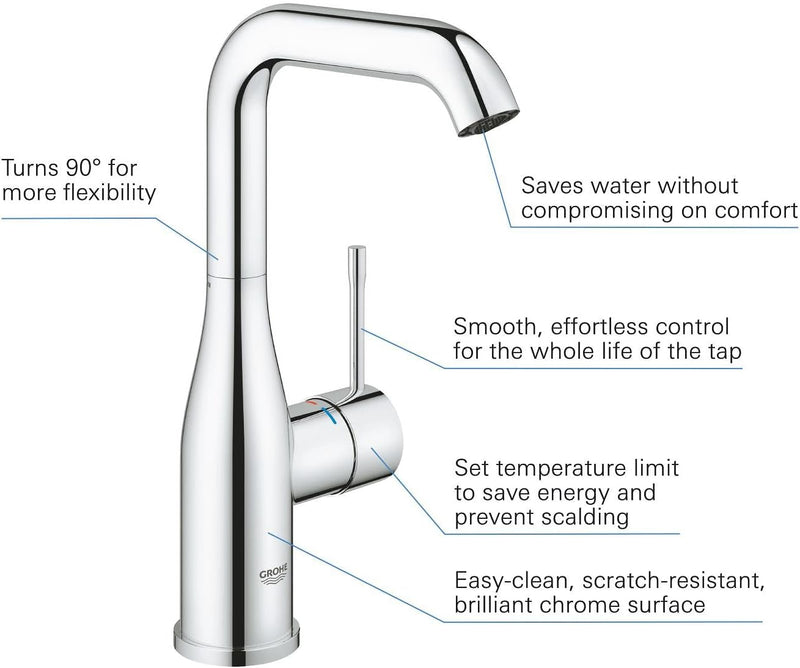 Essence Smooth Body Basin Mixer Tap Chrome