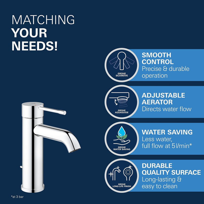 Essence Smooth Body Basin Mixer Tap Chrome