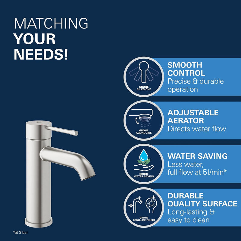 Essence Smooth Body Basin Mixer Tap Chrome