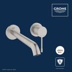 Essence Wall Mounted 2 Hole Basin Mixer Tap