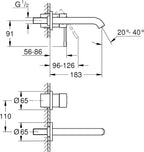 Essence Wall Mounted 2 Hole Basin Mixer Tap