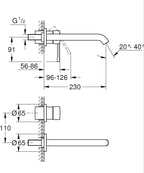 Essence Wall Mounted 2 Hole Basin Mixer Tap
