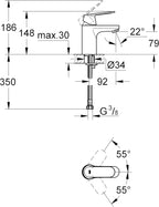 Eurosmart Cosmopolitan Bathroom Basin Mixer Tap Single-Lever