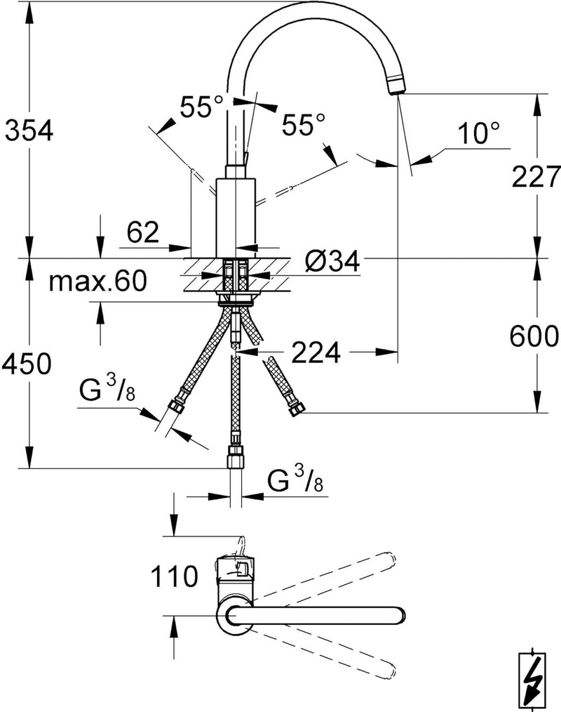 Eurosmart Cosmopolitan Kitchen Tap with High Spout
