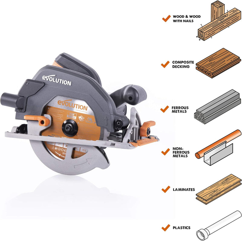 R185ccs Circular Saw with Tct Multi-Material Blade Cuts