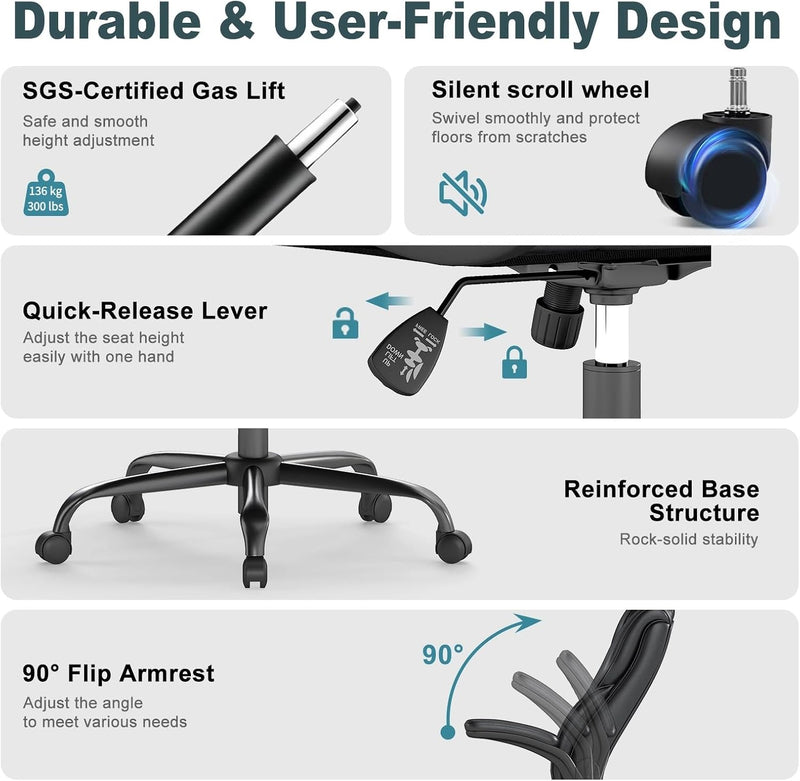 Executive Office Chair Ergonomic Desk with Lumbar Support
