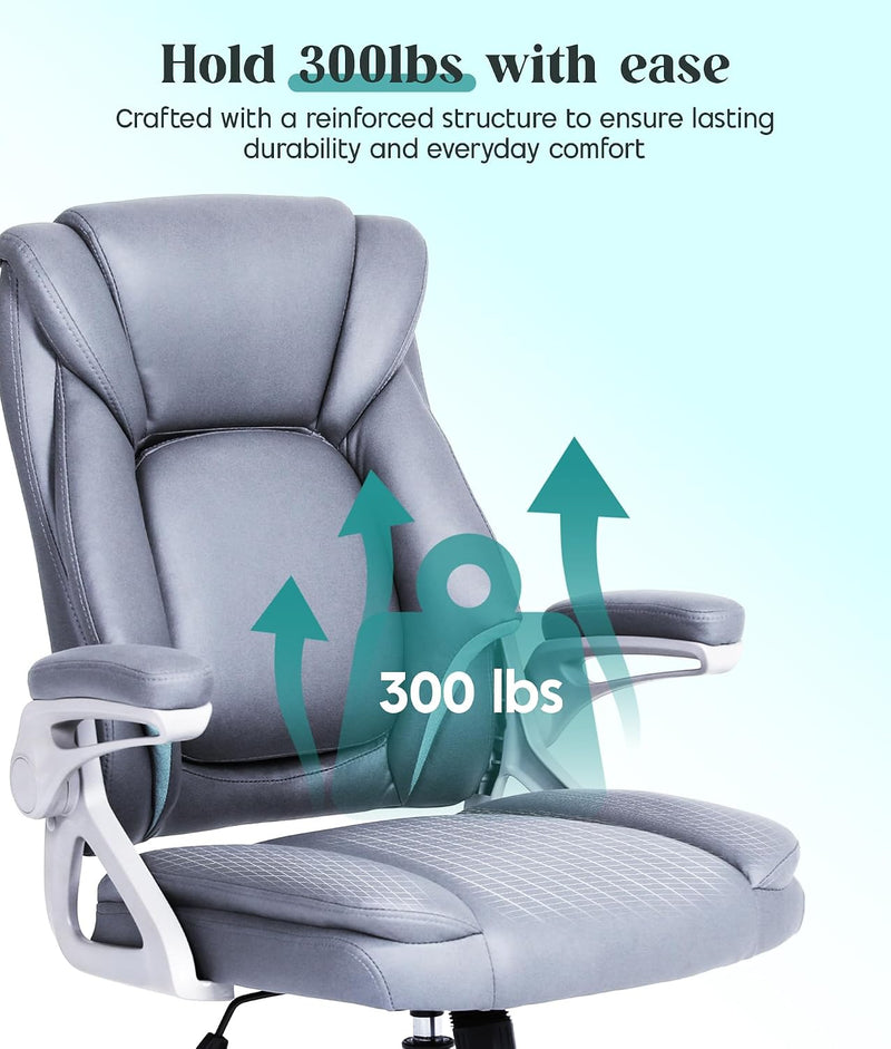 Executive Office Chair Ergonomic Desk with Padded Flip-Up