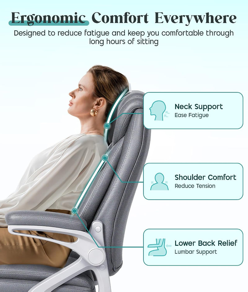 Executive Office Chair Ergonomic Desk with Padded Flip-Up