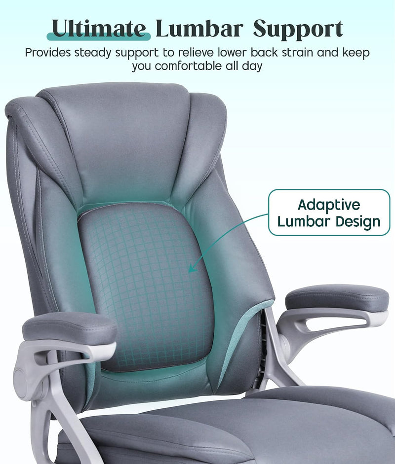Executive Office Chair Ergonomic Desk with Padded Flip-Up