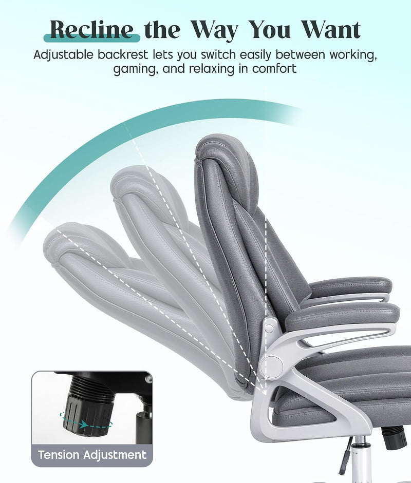 Executive Office Chair Ergonomic Desk with Padded Flip-Up
