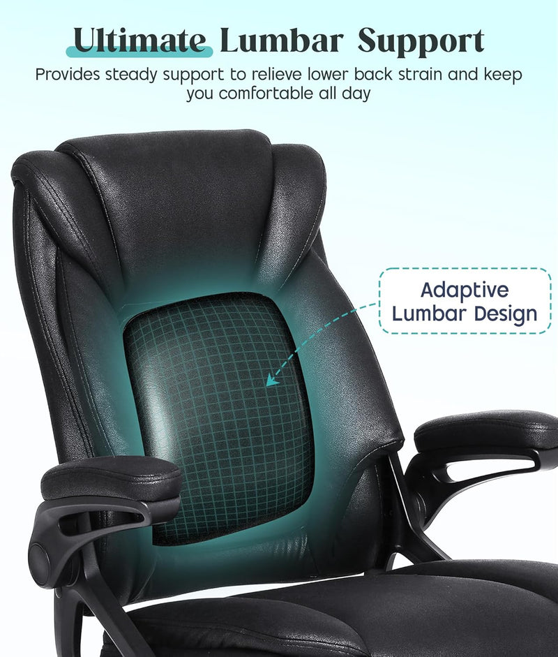 Executive Office Chair Ergonomic Desk with Padded Flip-Up