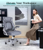 Executive Office Chair Ergonomic Desk with Padded Flip-Up