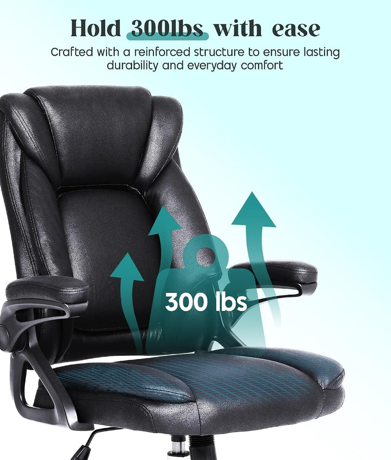 Executive Office Chair Ergonomic Desk with Padded Flip-Up