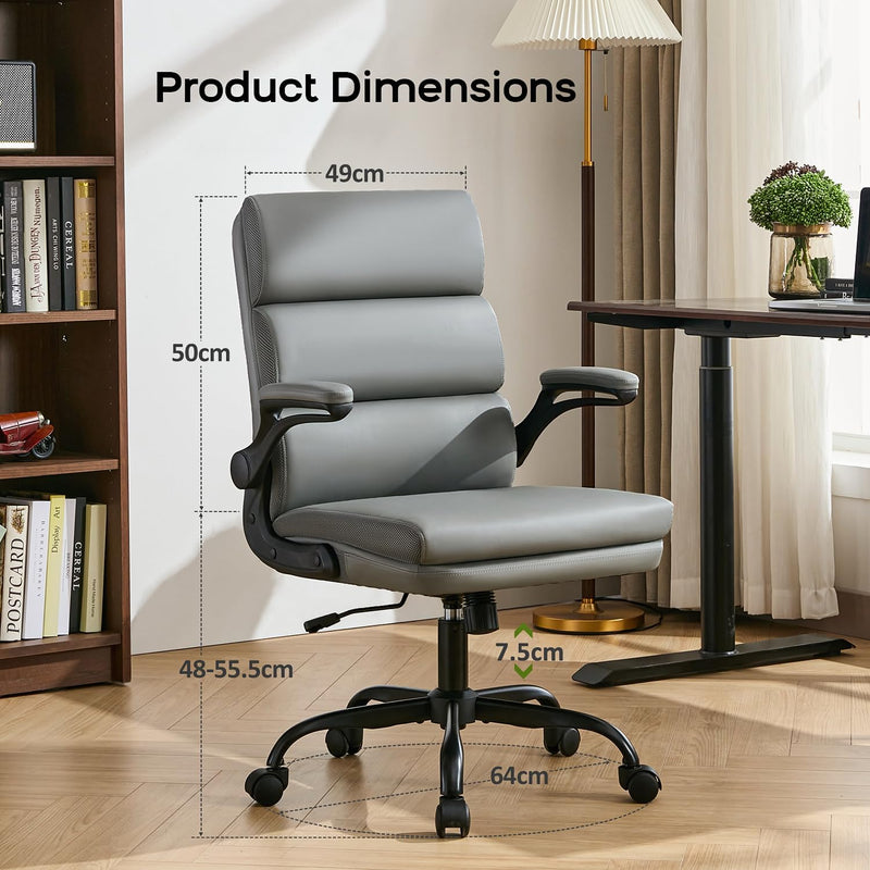 Executive Office Chair with Flip-Up Armrests 3-Stage Lumbar