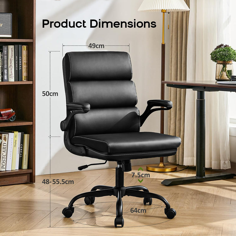 Executive Office Chair with Flip-Up Armrests 3-Stage Lumbar
