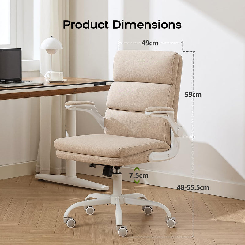 Executive Office Chair with Flip-Up Armrests 3-Stage Lumbar