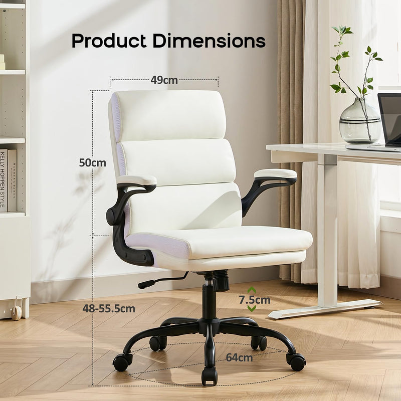 Executive Office Chair with Flip-Up Armrests 3-Stage Lumbar