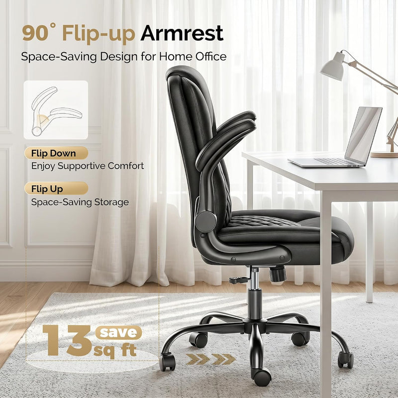 Executive Office Chair with Flip-Up Armrests 90- Adjustable