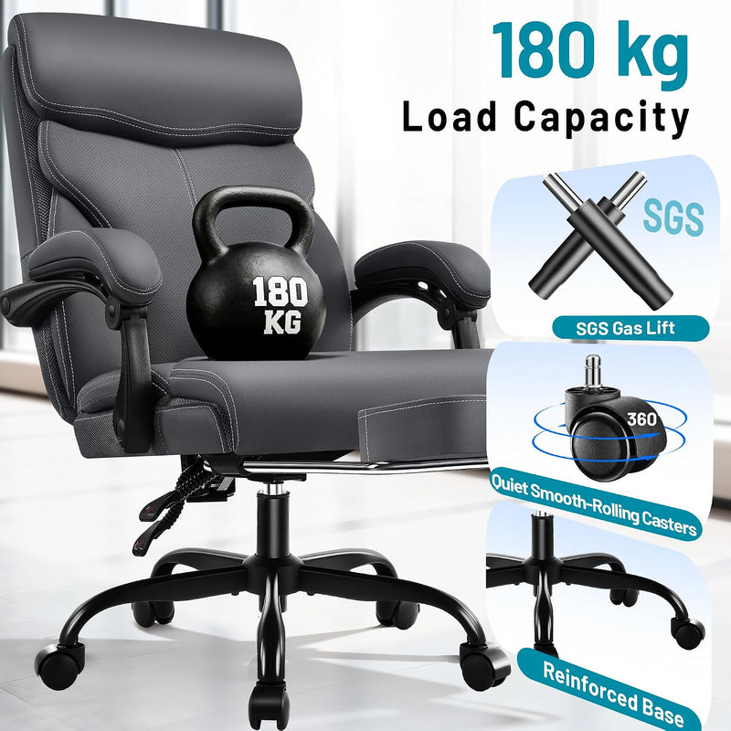 Executive Office Chair with Footrest Armrests 180KG