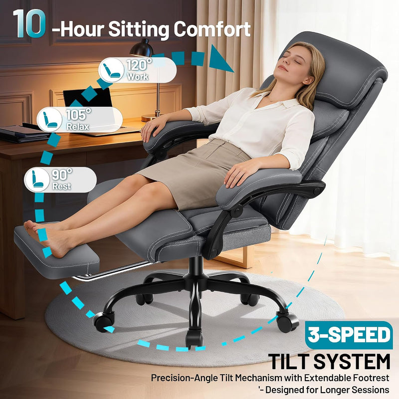 Executive Office Chair with Footrest Armrests 180KG