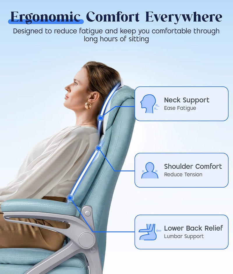 Executive Office Chair with Padded Flip-Up Armrests Height