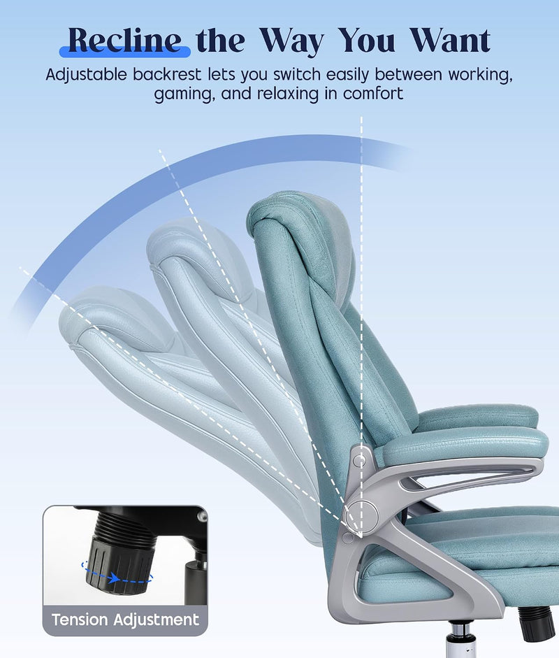 Executive Office Chair with Padded Flip-Up Armrests Height