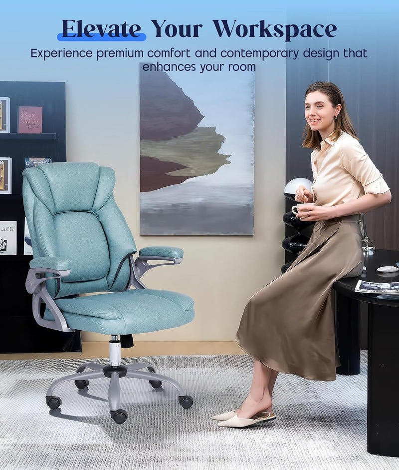 Executive Office Chair with Padded Flip-Up Armrests Height