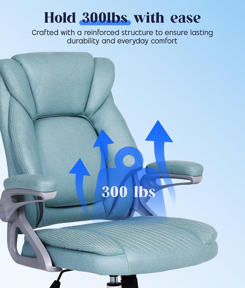 Executive Office Chair with Padded Flip-Up Armrests Height