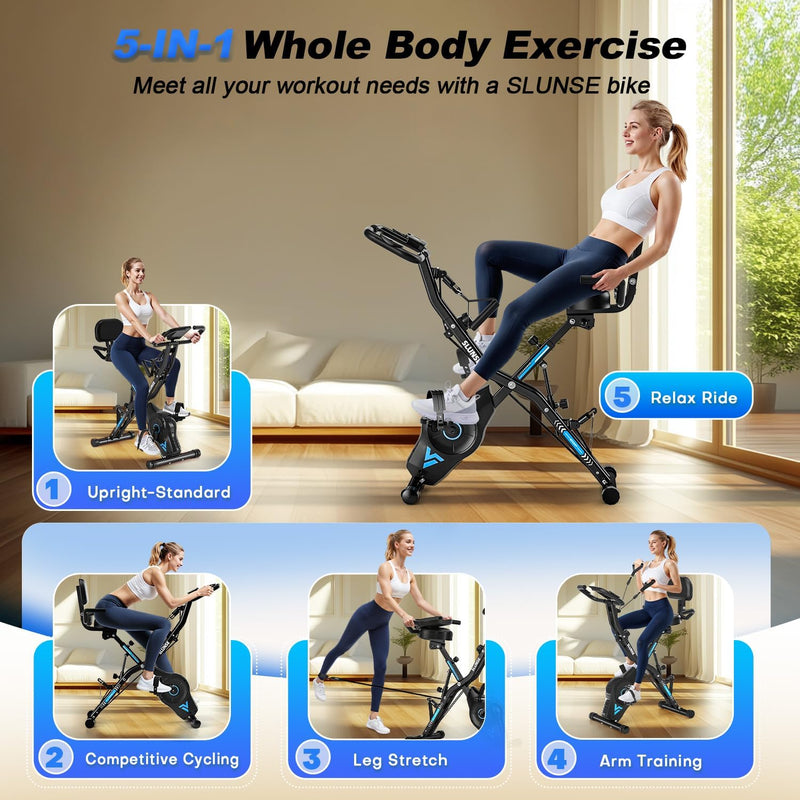 Exercise Bike 5-In-1 Quiet Folding Bikes for Home