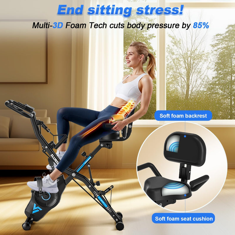 Exercise Bike 5-In-1 Quiet Folding Bikes for Home
