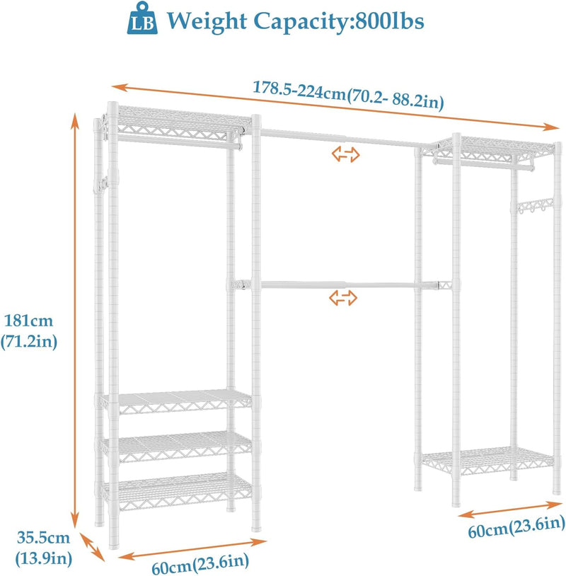 Expandable Wardrobe and Closet Organiser Freestanding Clothes
