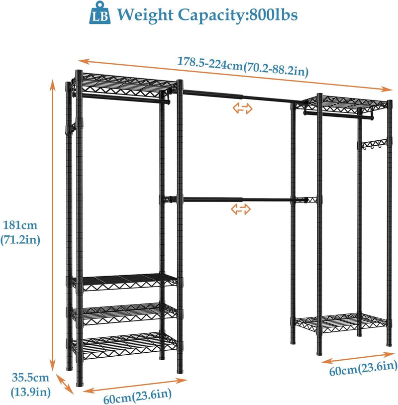 Expandable Wardrobe and Closet Organiser Freestanding Clothes