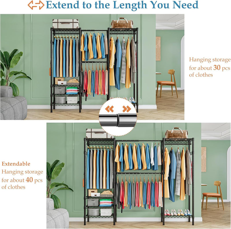 Expandable Wardrobe and Closet Organiser Freestanding Clothes