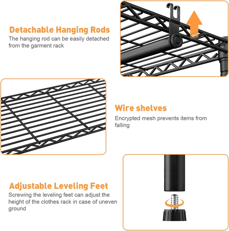 Extendable Clothes Rails Coat Racks for Hanging Length