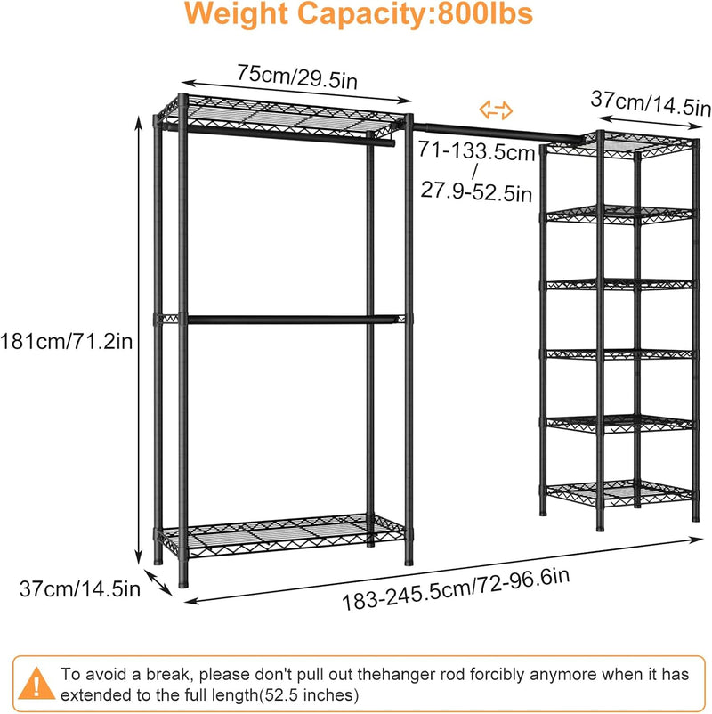 Extendable Clothes Rails Coat Racks for Hanging Length