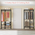 Extendable Clothes Rails Coat Stand with Pull-Out Baskets