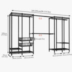 Extendable Clothes Rails Coat Stand with Pull-Out Baskets