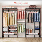 Extendable Clothes Rails Coat Stand with Pull-Out Baskets