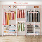 Extendable Clothes Rails Coat Stand with Pull-Out Baskets