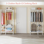 Extendable Clothes Rails Coat Stand with Pull-Out Baskets